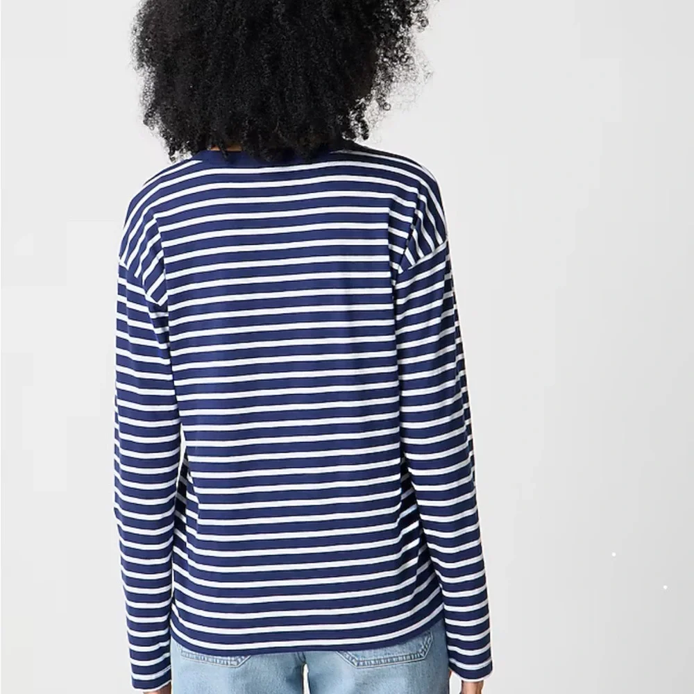 J Crew Navy/White Striped Women's Top-M - Picture 3 of 6